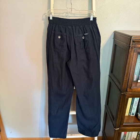 NWT Beau Dawson Women’s Navy Wide Leg Linen Pants Size L - Picture 5 of 10